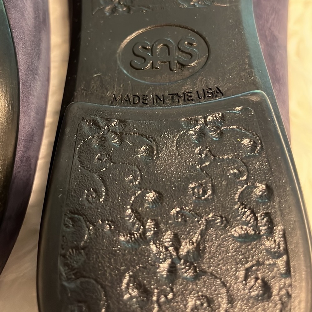 SAS Scenic Flat Cosmic Blue Leather Women Shoes Size 9 1/2 WW - Picture 10 of 11